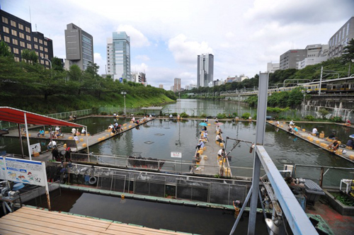 Pescando en pleno Tokyo